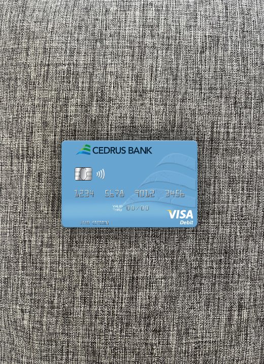 Download Lebanon Cedrus Bank visa debit card photolook front Photoshop template